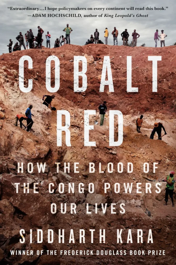 Cobalt Red book cover showing miners on a reddish open-pit mine in Congo